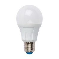 Лампа светодиодная. LED-A60 10W/DW/E27/FR PLP01WH Форма «А», матовая. Серия Яркая. Дневной свет (6500K). Uniel