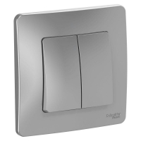 Выключатель 2-кл. СП Blanca 10А IP20 (сх. 5) 250В алюминий SchE BLNVS010503