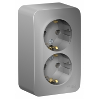 Розетка 2-м ОП Blanca 16А IP20 250В с заземл. без защ. шторок с изолир. пластиной алюминий SchE BLNRA01