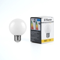 Лампа LB-37 (1W) 230V E27 2700K светодиодная форма "шар" матовая, белый теплый