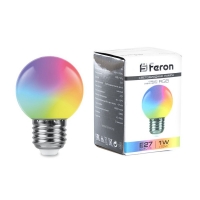 Лампа LB-37 (1W) 230V E27 RGB G45 светодиодная форма "шар", матовый плавная смена цвета