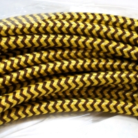 Провод лофт КРУГЛЫЙ в декоративной текстильной оплетке 3х0,5 "Царский Стиль" RS-39-24з, коричнево-жёлтый (рис. зигзаг)