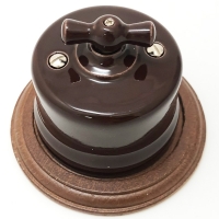 Выключатель с регулятором яркости (Диммер) classic "Царский Стиль", для наружного монтажа, Коричневый