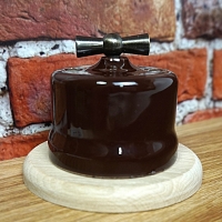 Выключатель двухклавишный classic "Царский Стиль", Фарфоровый, Коричневый, ручка Бронза