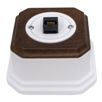 Телефонная розетка для наружного монтажа белый/дуб коричневый/фигурная