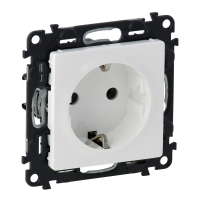 Механизм розетки 1-м СП Valena Life 16А IP20 250В 2К+З с лиц. панелью защ. шторки винт. зажимы белый