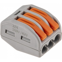 Клемма для 3 проводников 0,08-4,0мм2 с рыч. зажимом серый 222-413 ASR