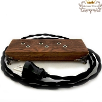 Удлинитель "Царский Стиль", бронзовая декоративная ножка, дуб (черный витой провод 1,5м)