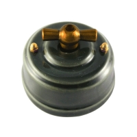 Выключатель (переключатель) поворотный проходной, цвет grigio (серый), ручка бронза