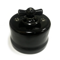 Выключатель двухклавишный classic "Царский Стиль", Фарфоровый, Чёрный