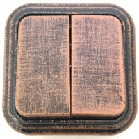 Лофт выключатель пластик о/у, 2-клавишный, 6А, патина черный под медь (Antique Copper)
