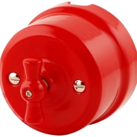 Ретро выключатель одноклавишный Lindas проходной, цвет красный