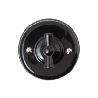 Выключатель пластик двухклавишный, о/у серии "ASR-RETRO" RS 80027-03, цвет Чёрный